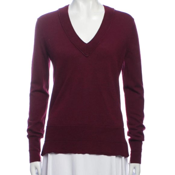 Rag and Bone V Neck Burgundy Sweater - Picture 1 of 3